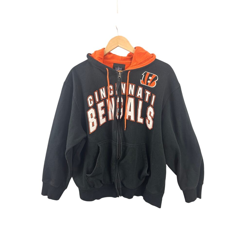 NFL Team Apparel Cincinnati Bengals Full Zip Hoodie Black Orange Men's XL
